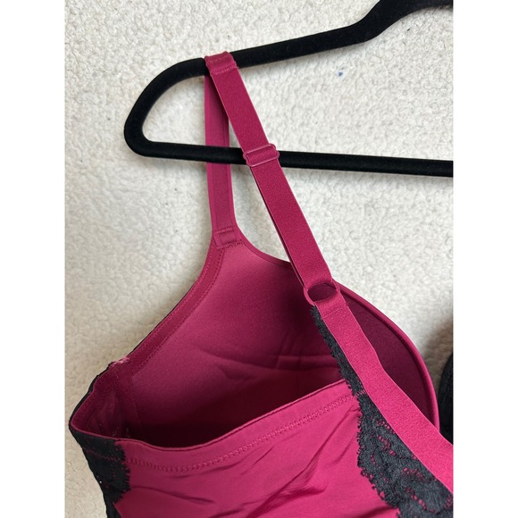 Torrid Burgundy Black Lace Push Up Balconette Bra 42D Underwire Padded Plus Size - Picture 7 of 7